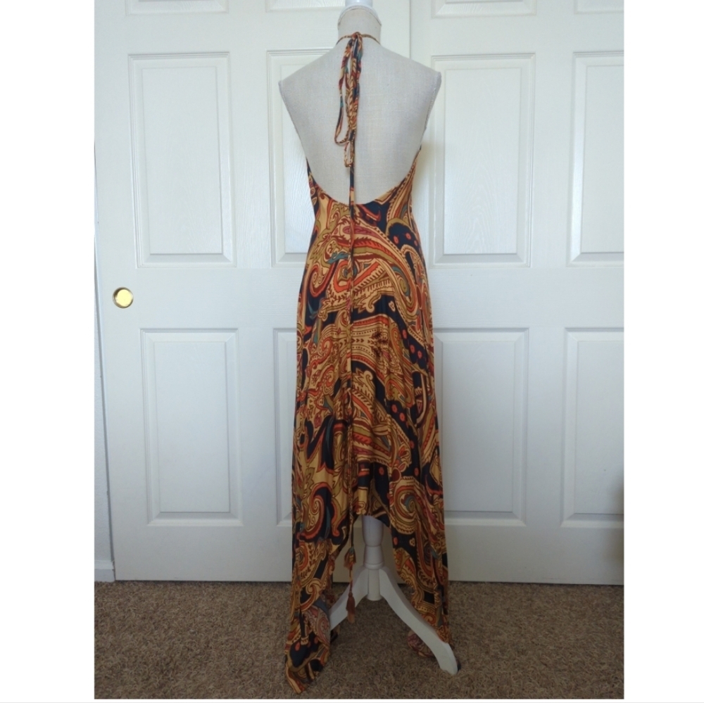 Lovestitch Asymmetrical Paisley Dress - Red and Gold - Picture 6 of 10